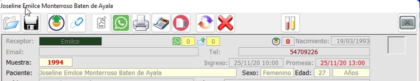 Envío de resultados paciente y doctor. Opción correo electrónico