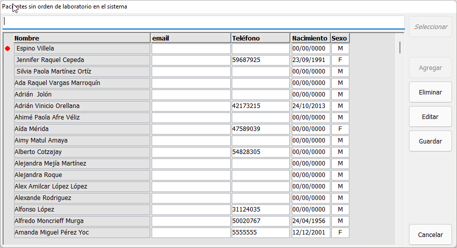 <p>Ajustes, revisión de pacientes sin orden</p>